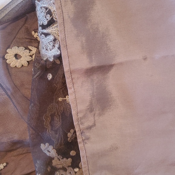 Lithe Laurel Elegant Lace Trim Ruffled Neckline Cap Slv Nylon Rayon Sz 6 Dress - Picture 12 of 12